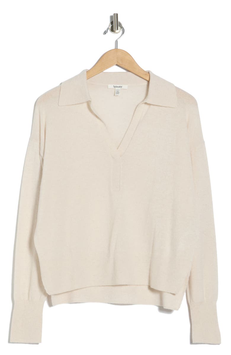 Splendid Tori Cashmere Polo Sweater, Alternate, color, Pale Oak White