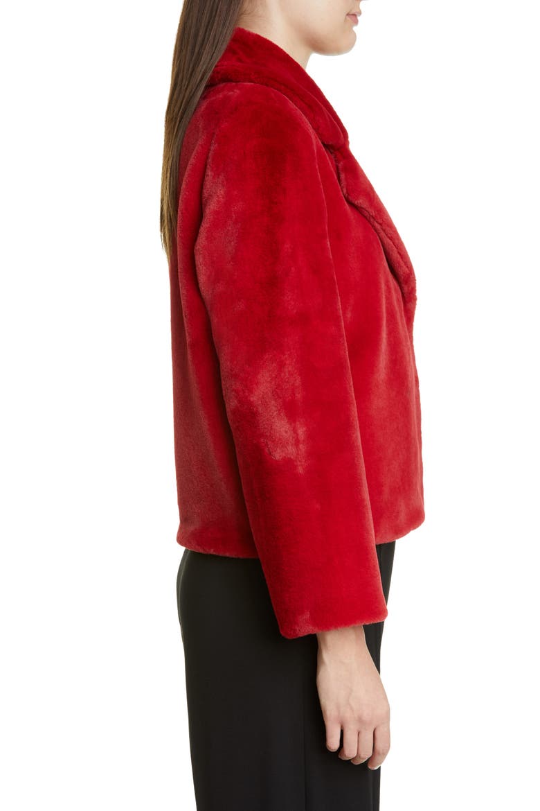 Faux Beaver Fur Coat, Alternate, color, RED
