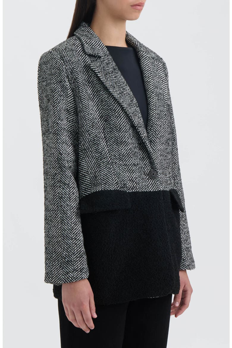 Tweed Colorblock Blazer, Alternate, color, BLACK HERRINGBONE