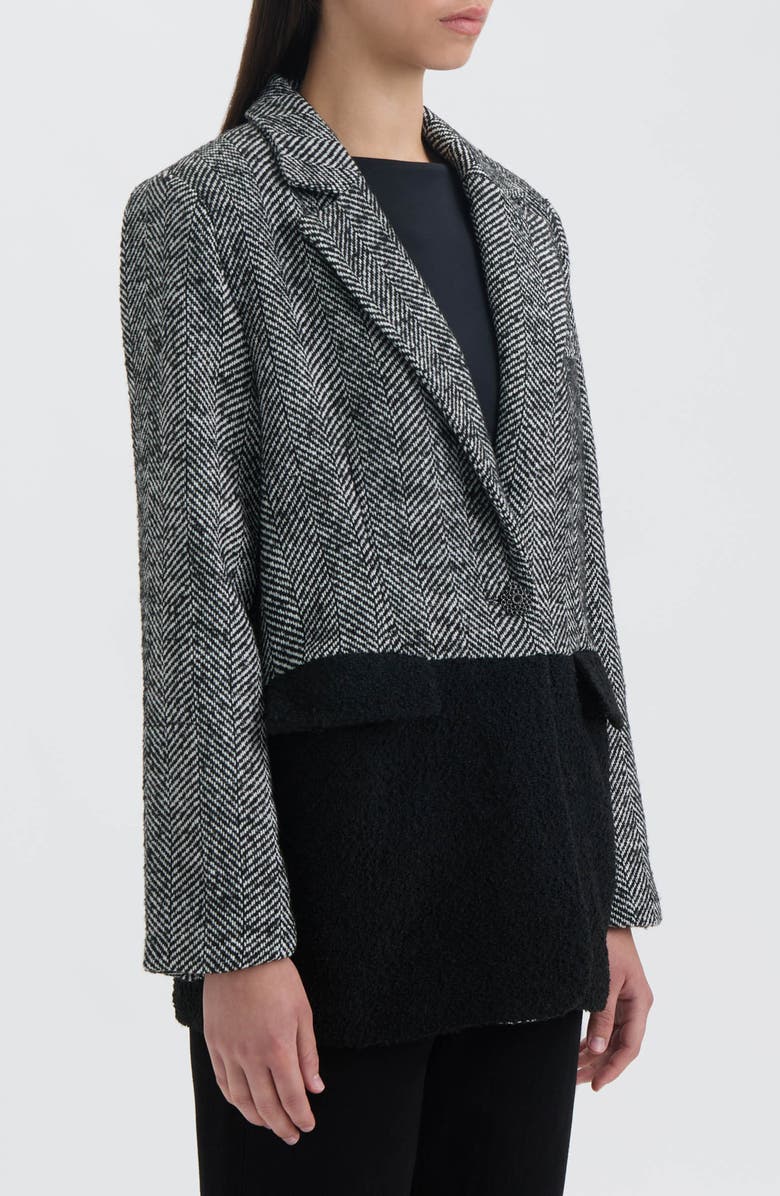 NVLT Tweed Colorblock Blazer, Alternate, color, Black Herringbone