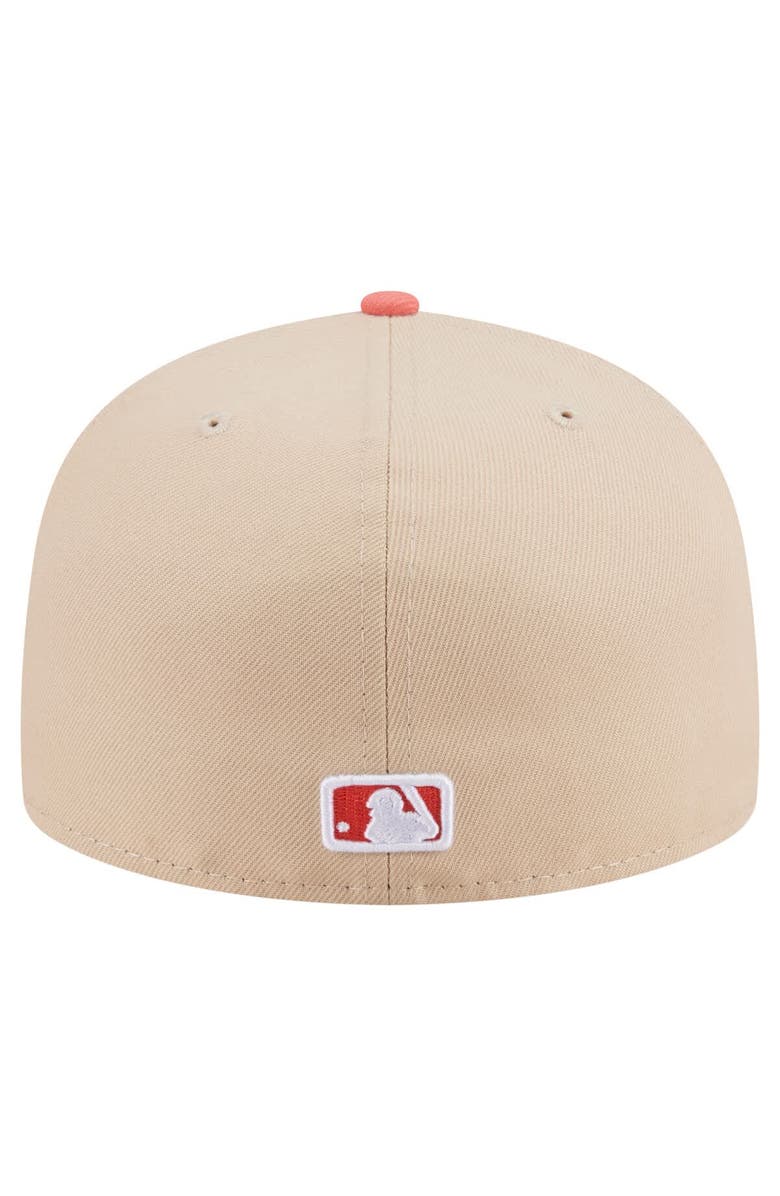 New Era Men's New Era Light Beige/Coral Texas Rangers Two-Tone Color Pack A-Frame 59FIFTY Fitted Hat, Alternate, color, Light Beige