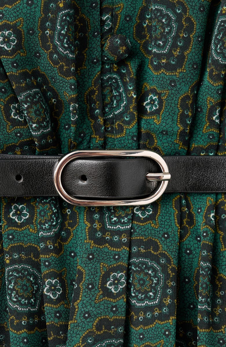 MANGO Medallion Print Long Sleeve Dress with Removable Scarf, Alternate, color, Green