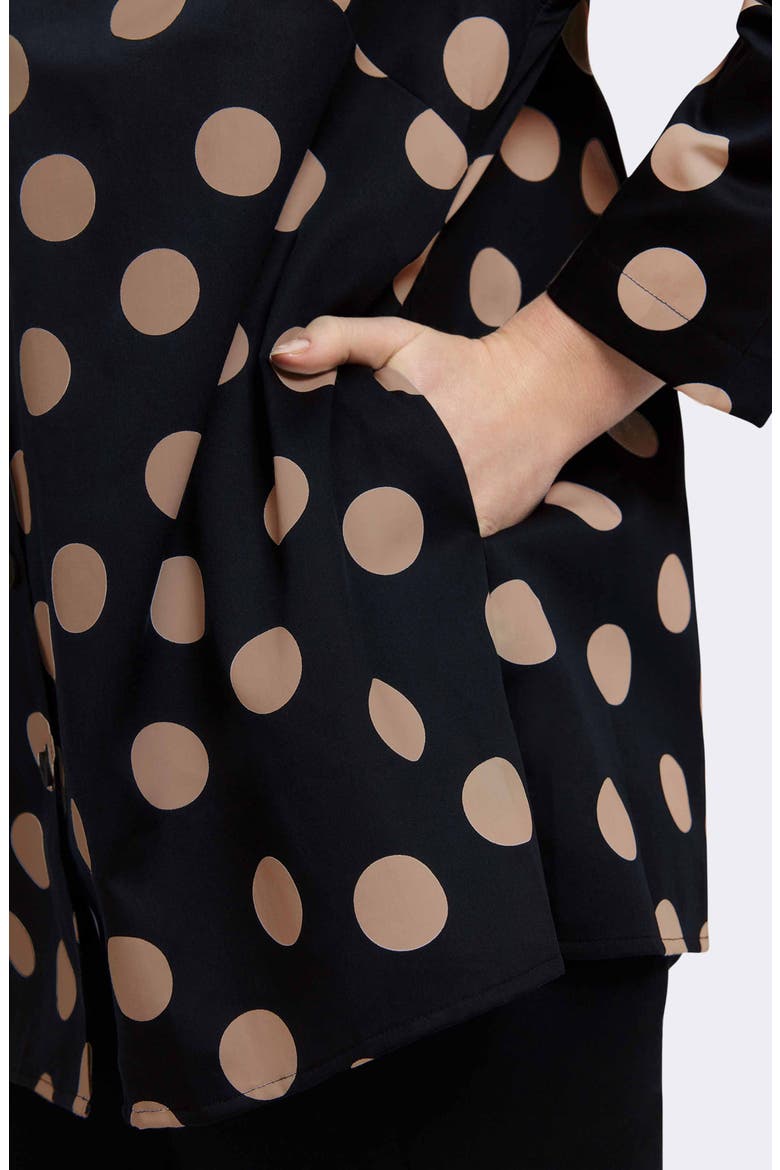 Carolina Dot Print Cotton Button-Up Shirt, Alternate, color, BLACK/ ALMOND