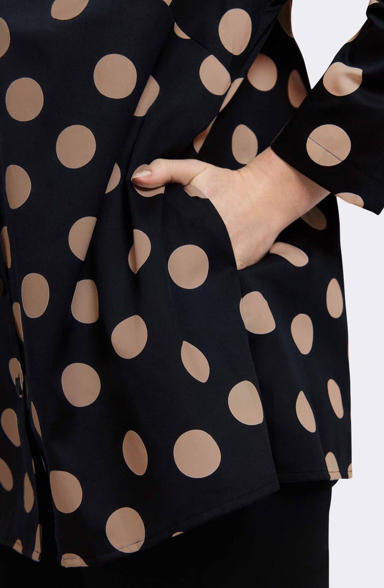 Foxcroft Carolina Dot Print Cotton Button-Up Shirt, Alternate, color, Black/ Almond