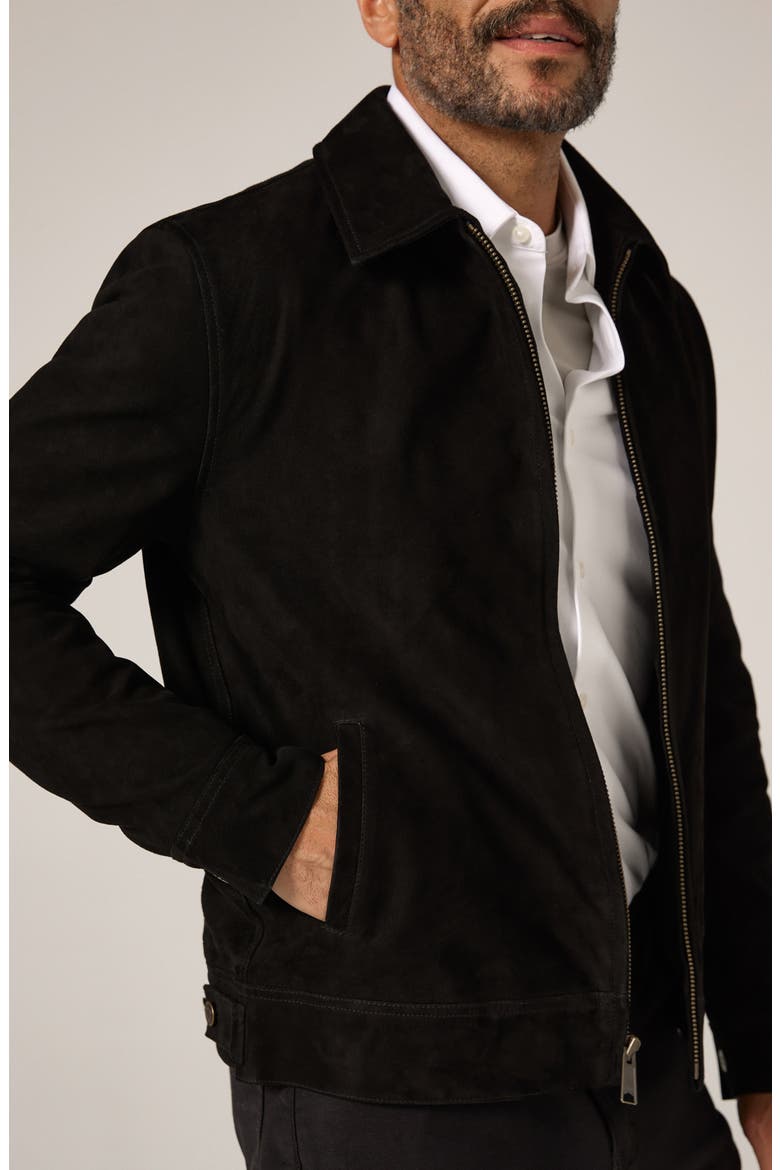 Outback Front Zip Suede Jacket, Alternate, color, BLACK