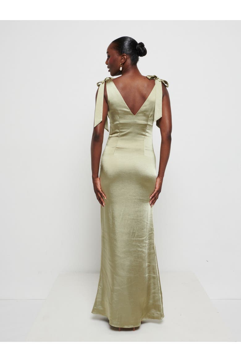 Piper Tie Maxi Bridesmaid Dress, Alternate, color, Olive
