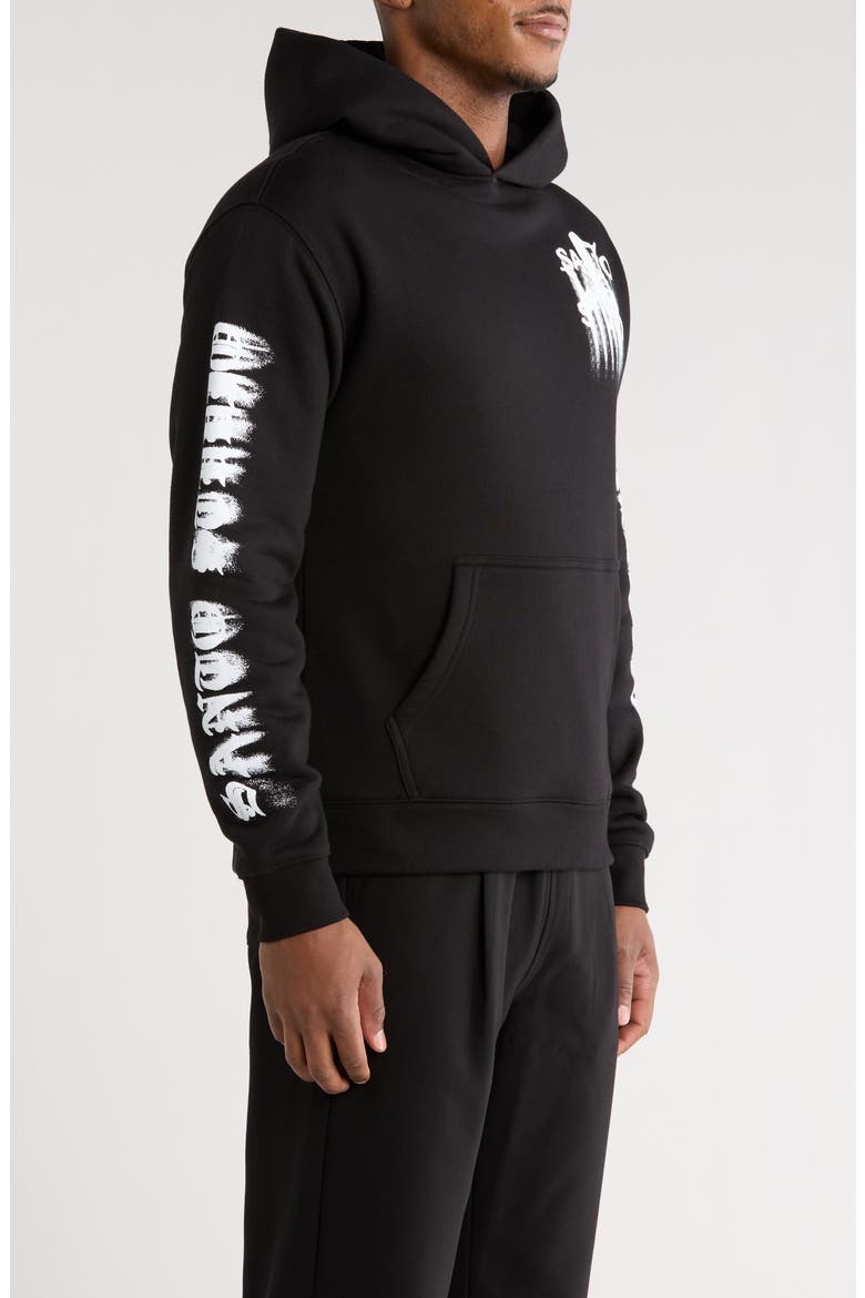 Old English Cotton Hoodie, Alternate, color, BLACK