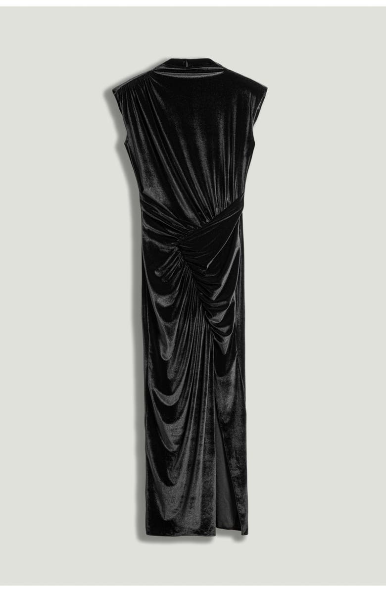 Nocturne High-Neck Ruched Midi Dress, Alternate, color, Black