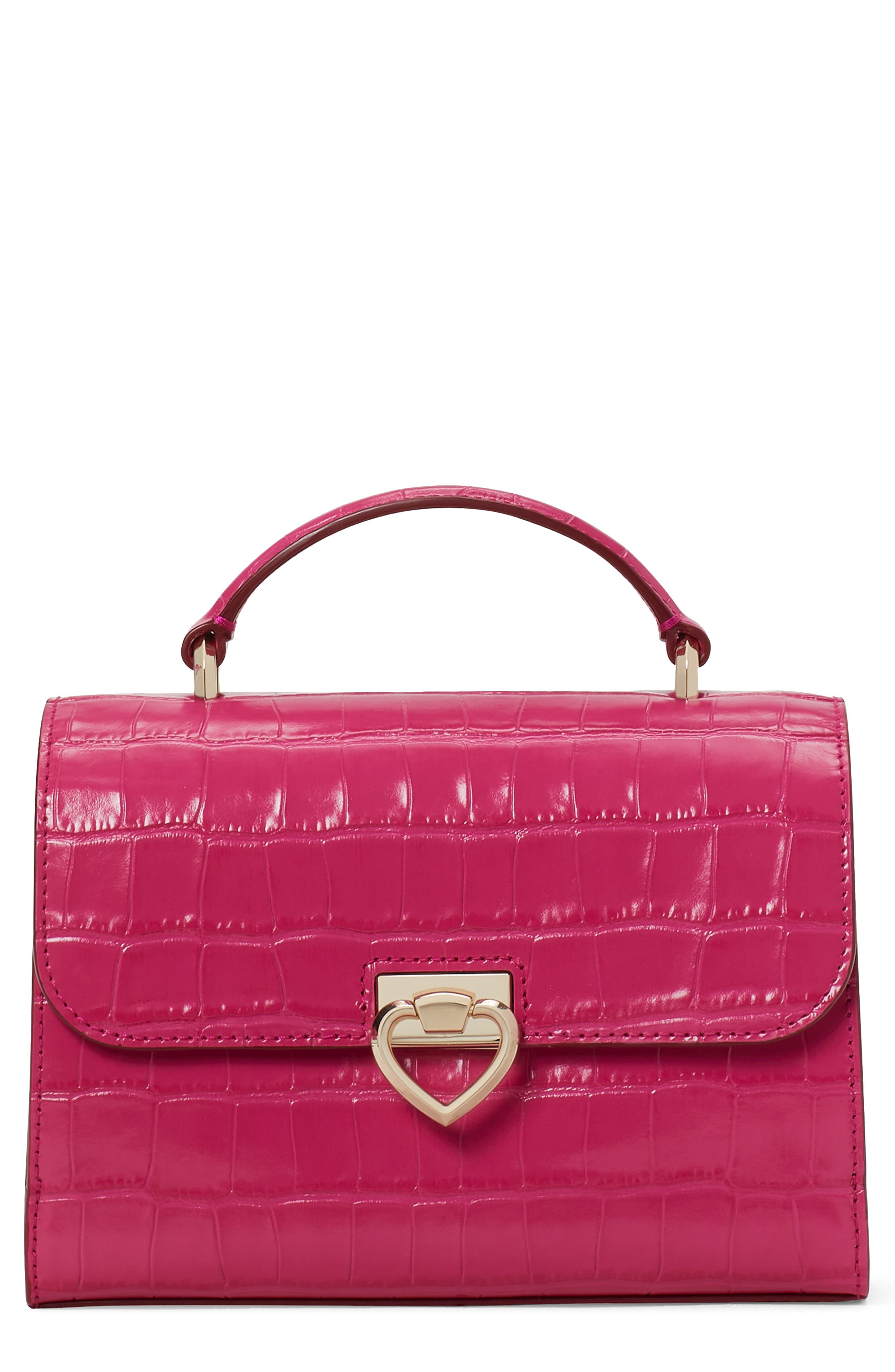Kate Spade New York lovitt croc embossed small top handle bag, Main, color, 