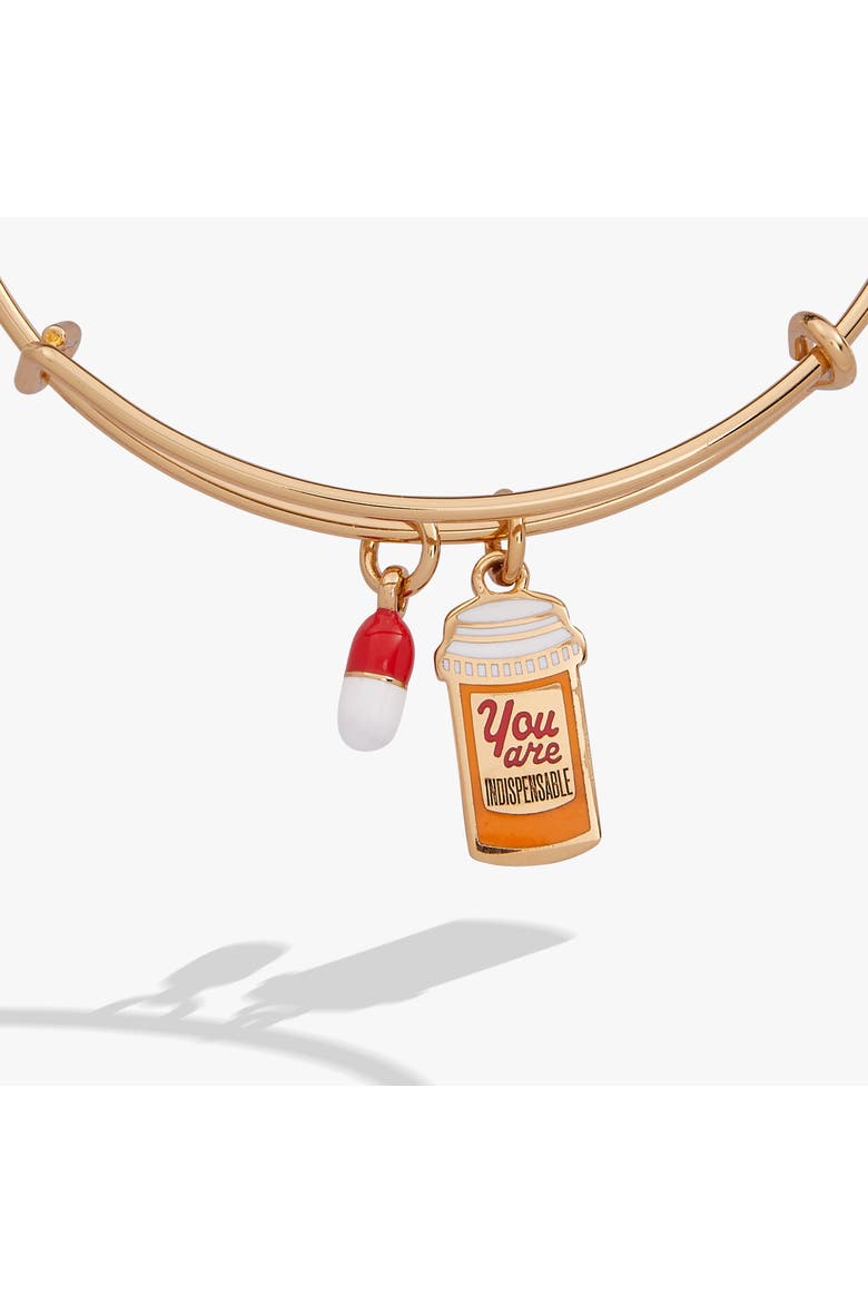 'You Are Indispensable' Pill Bottle Bangle, Alternate, color, Gold