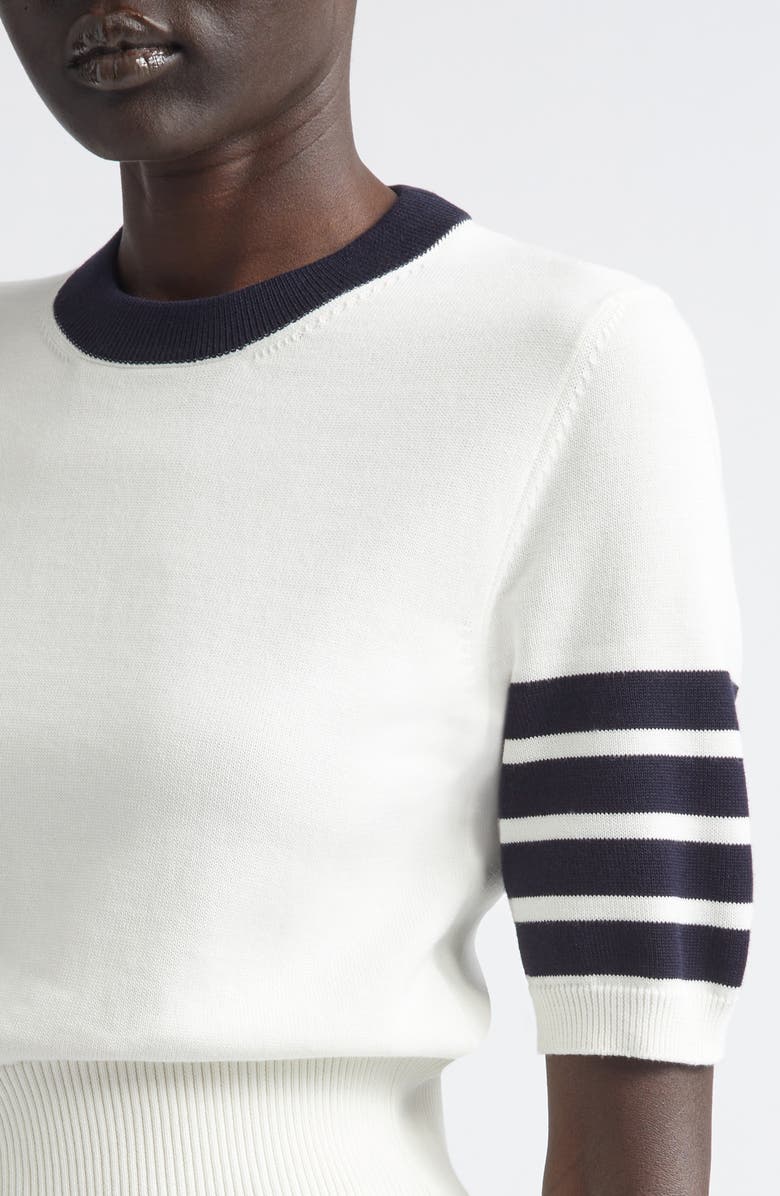Thom Browne Hector Short Sleeve Sweater, Alternate, color, White