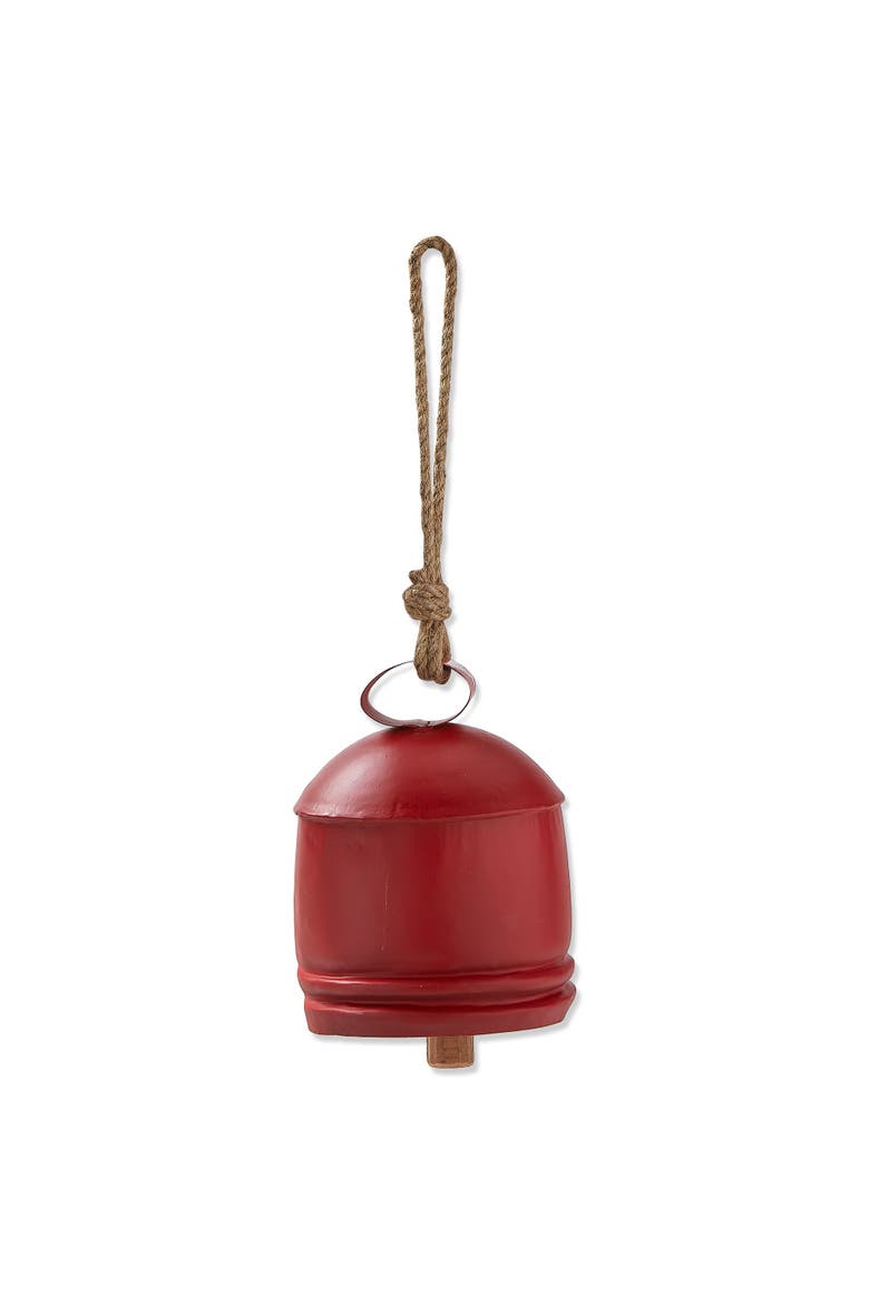 Classic Artisan XL Red Iron Bell Holiday Decorative Object, Main, color, Red