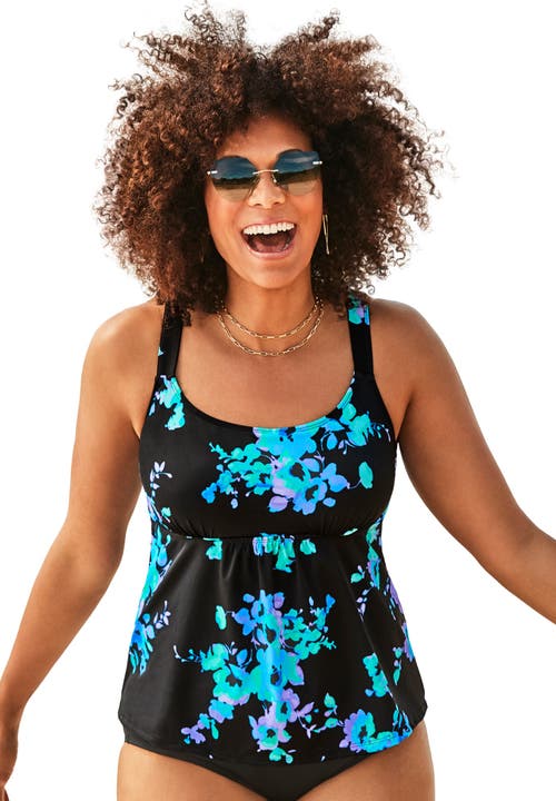 Swimsuits For All Flared Tankini Top In Black