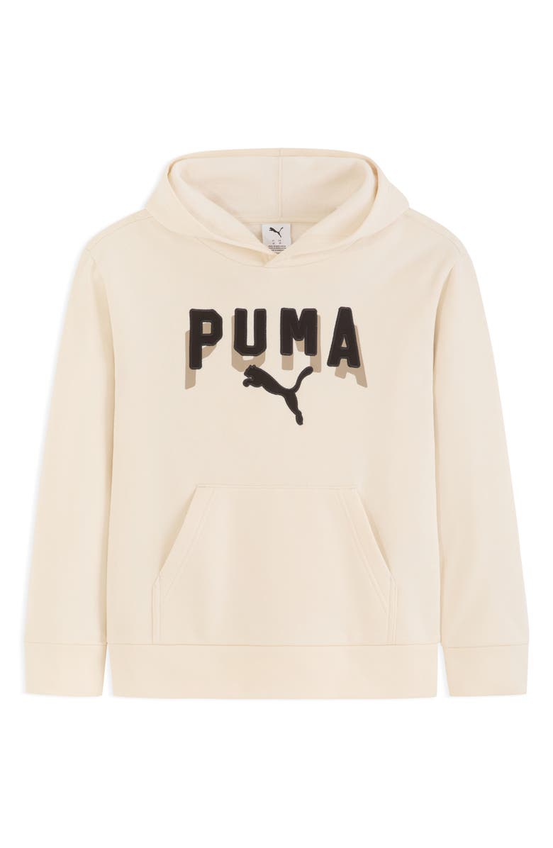 PUMA Kids' Class Pack Logo Appliqué Fleece Pullover Hoodie, Main, color, Tan Combo
