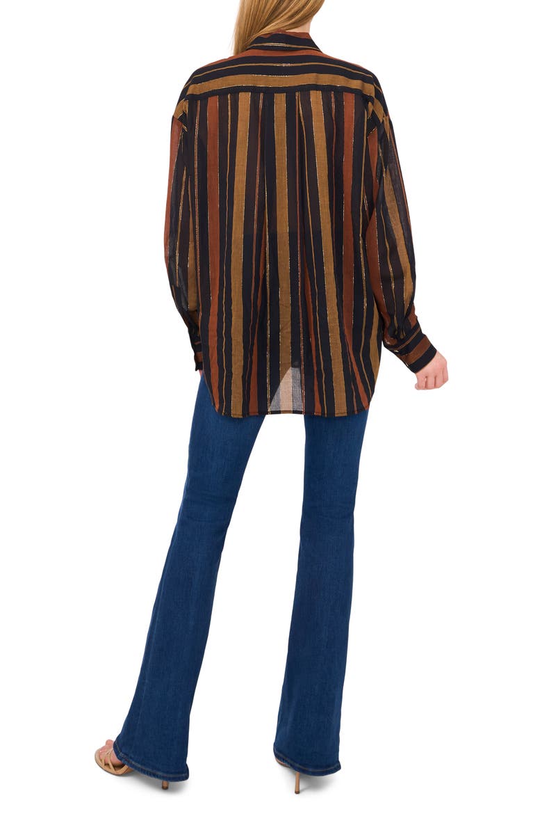 Stripe Oversize Button-Up Shirt, Alternate, color, RICH BLACK