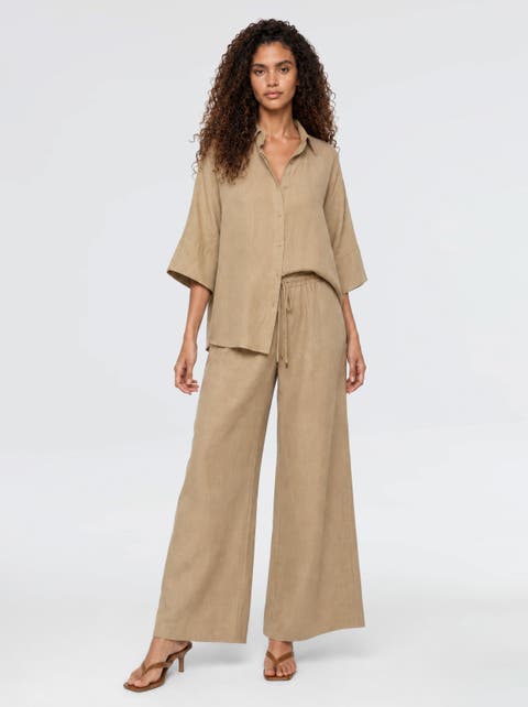 Ciel 100% Linen High-Waist Wide-Leg Pants