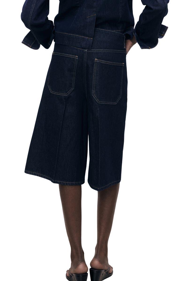 MANGO Wide Leg Denim Bermuda Shorts, Alternate, color, Open Blue