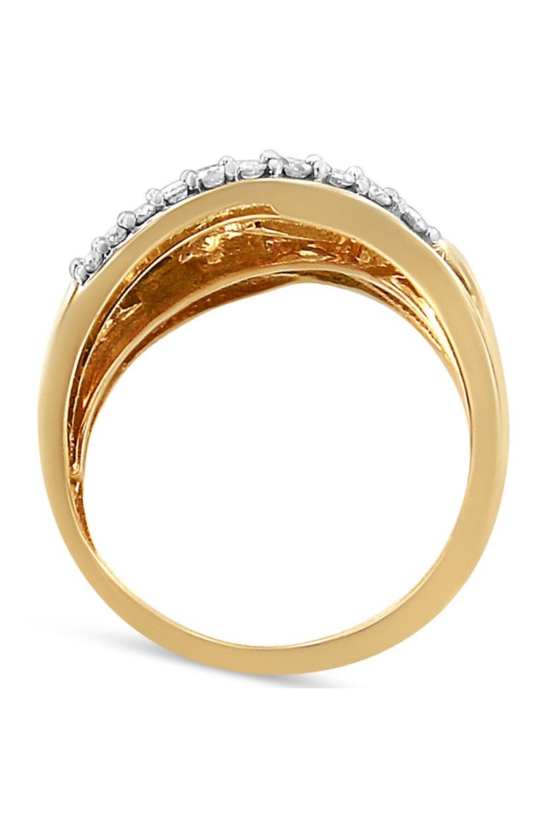 10K Gold 1.0 Cttw Diamond Multirow Interwoven Cocktail Ring, Alternate, color, Yellow Gold