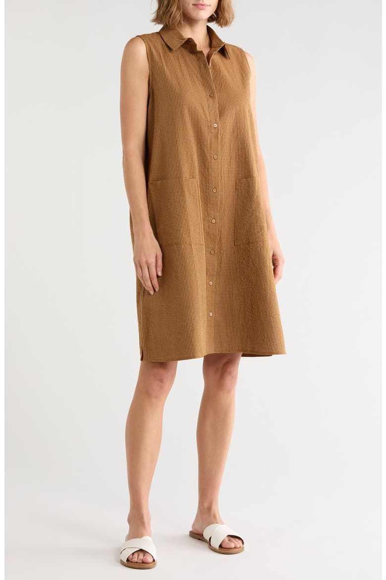 Sleeveless Organic Cotton Shirtdress, Main, color, BRONZE