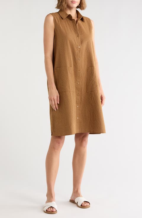 Sleeveless Organic Cotton Shirtdress
