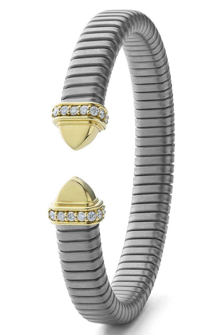 Men's Pointed Dome Diamond Bracelet, Alternate, color, TWO-TONE