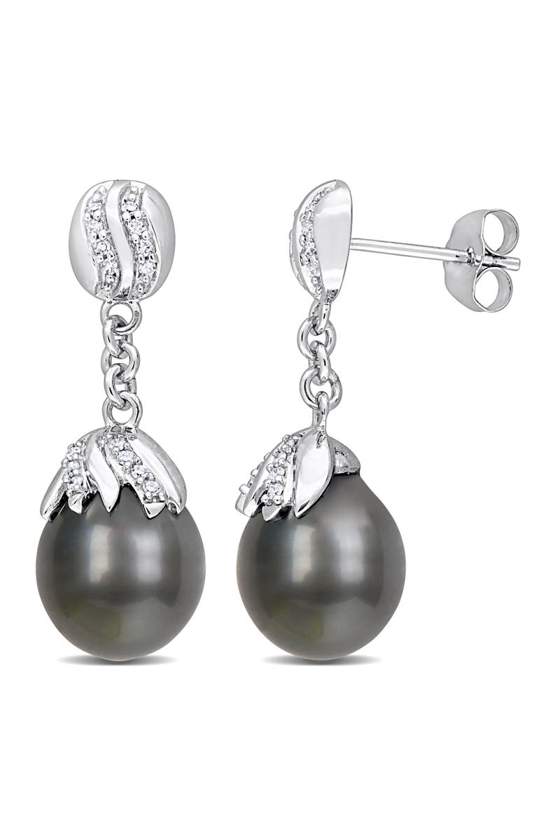 Julianna B. Tahitian Pearl & Diamond Drop Earrings 14k, Main, color,