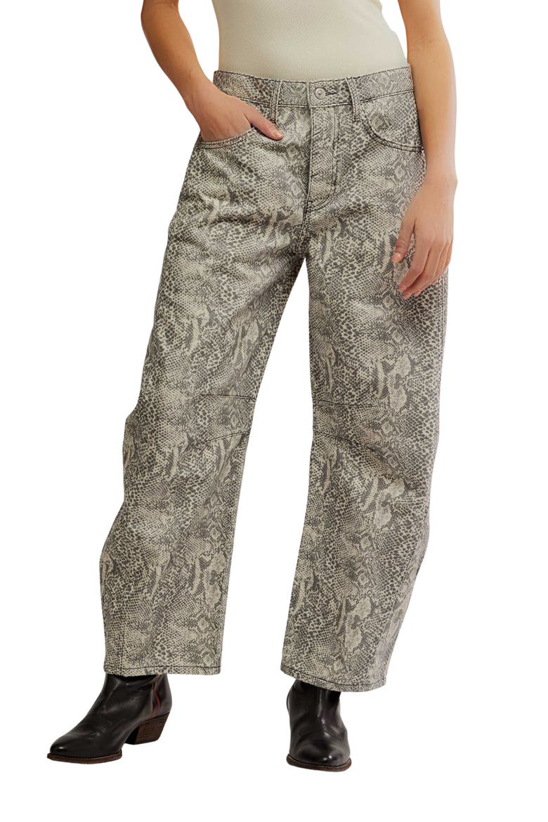 Print Barrel Leg Jeans, Main, color, SNAKE COMBO