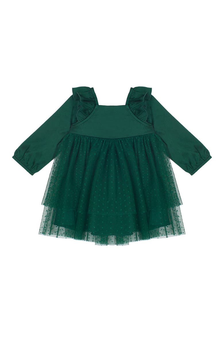 Isobella & Chloe Isobella and Chloe Mistletoe Emerald Tulle Dress for Toddler Girls., Main, color, Green