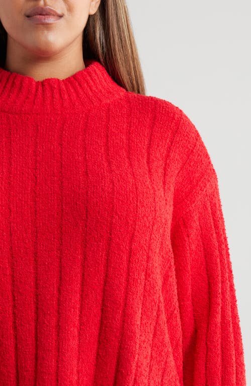 Eileen Fisher Rib Mock Neck Sweater In Red Poppy