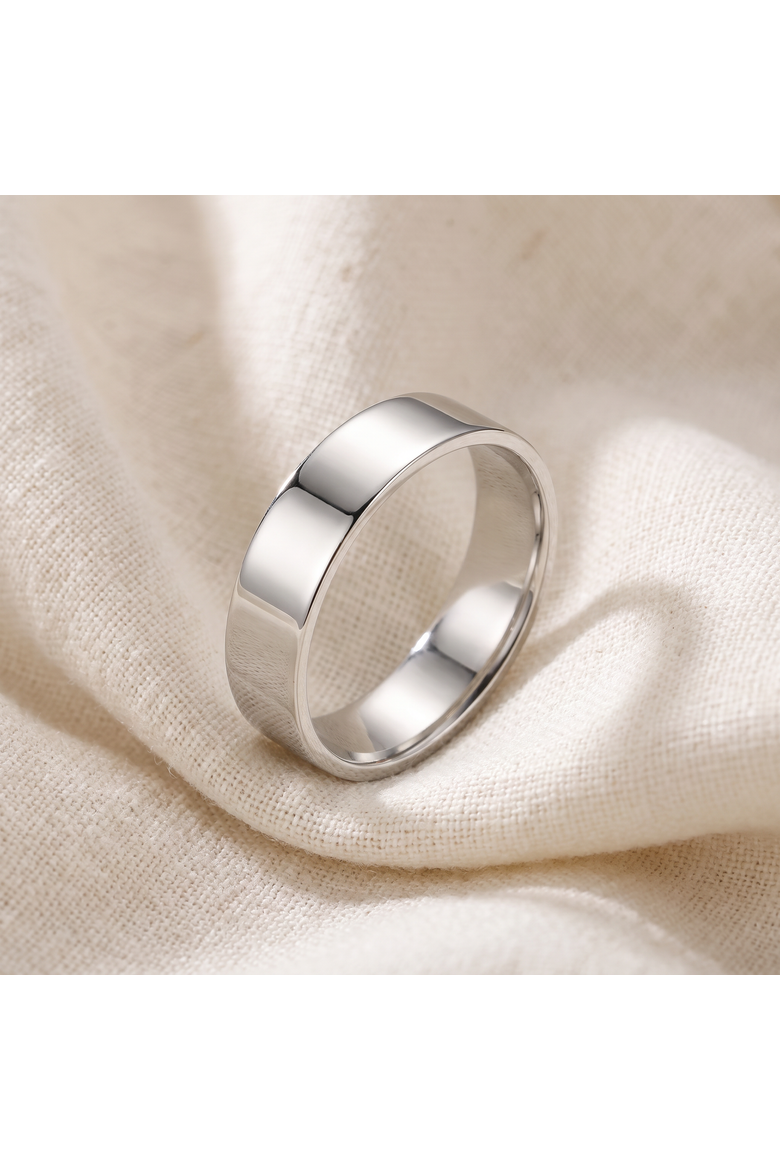 6mm Flat High Polished Wedding Band 14K Gold, Alternate, color, 14k White Gold