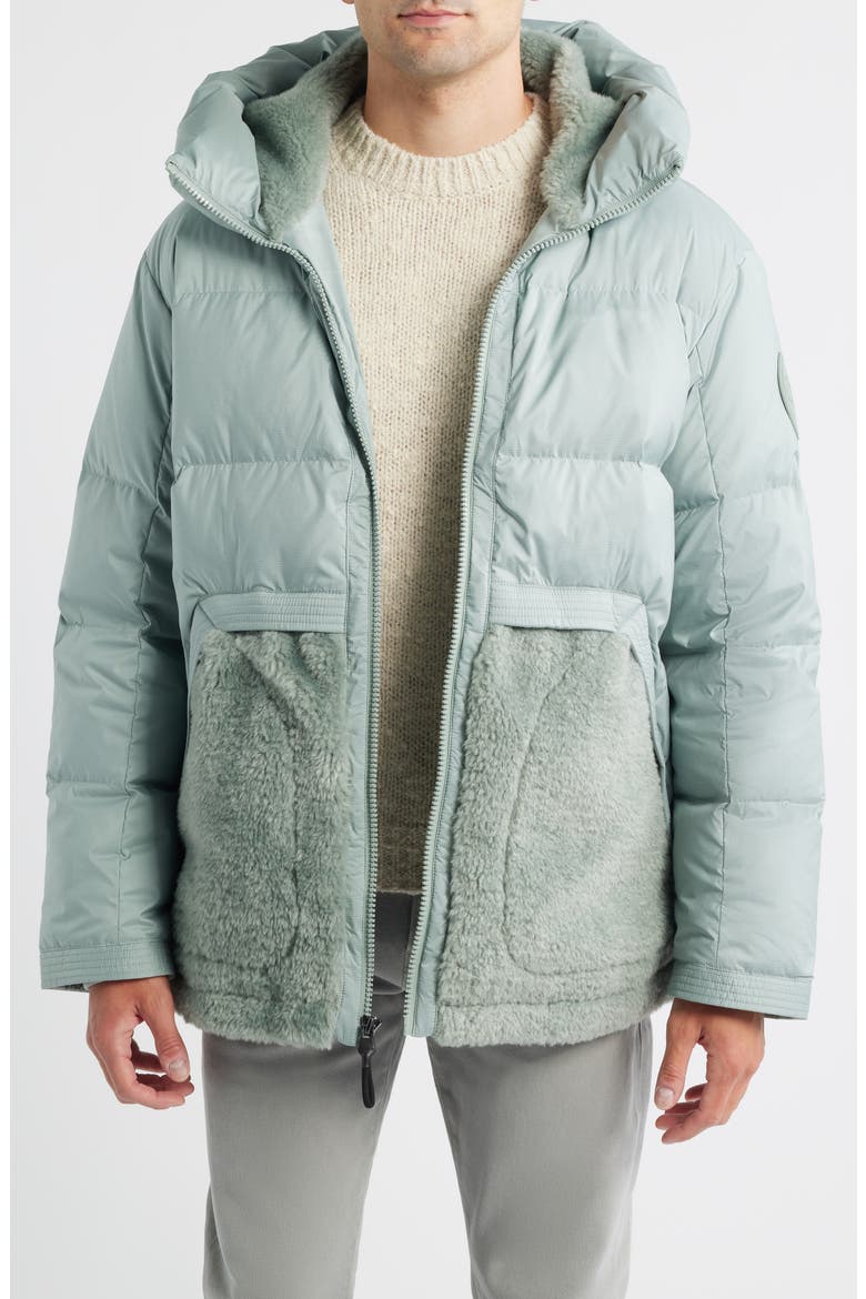 MetroPeak Ripstop & Fleece 700 Fill Power Down Puffer Jacket, Main, color, GREY MIST