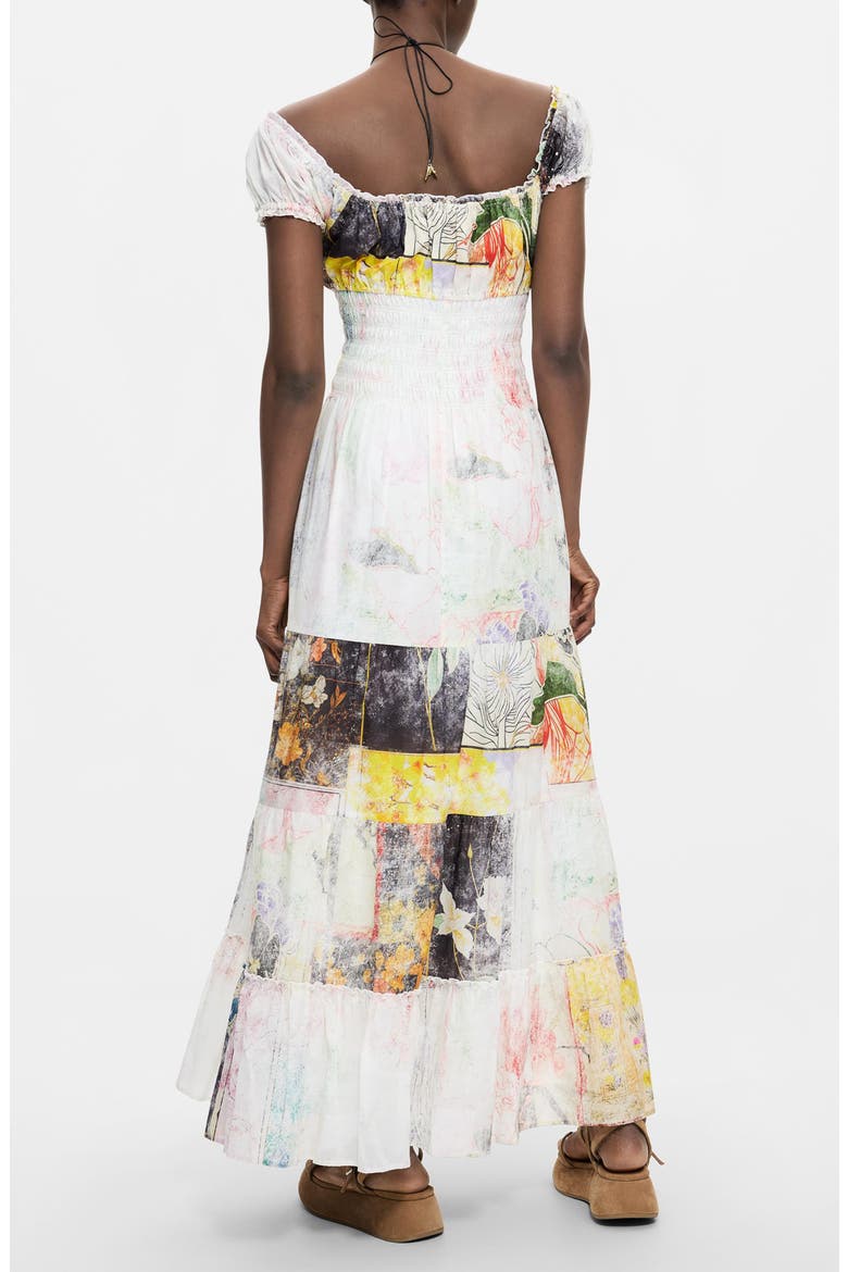 Tiered Cotton Dress, Alternate, color, IVORY MULTI