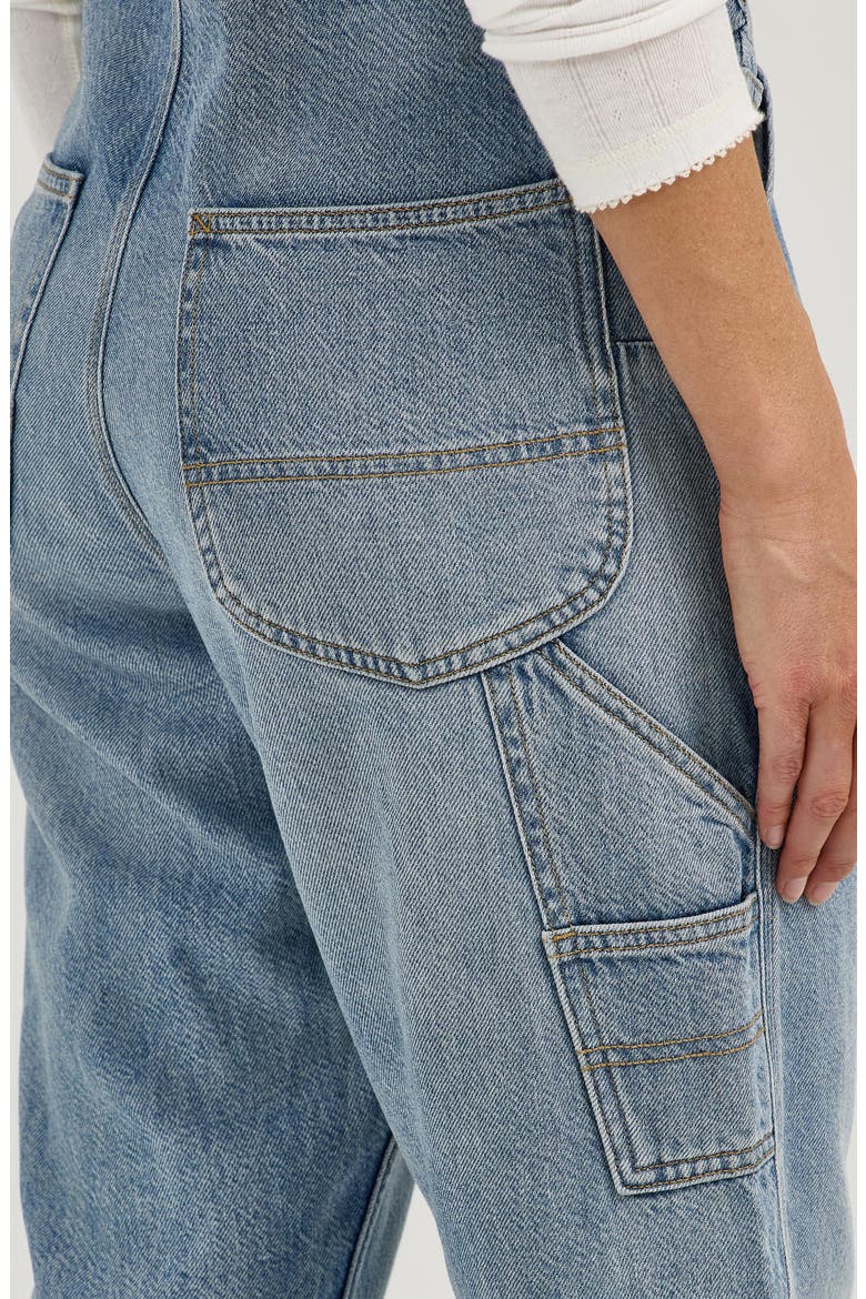 Slim Straight Leg Denim Overalls, Alternate, color, BLUE GLIMMER