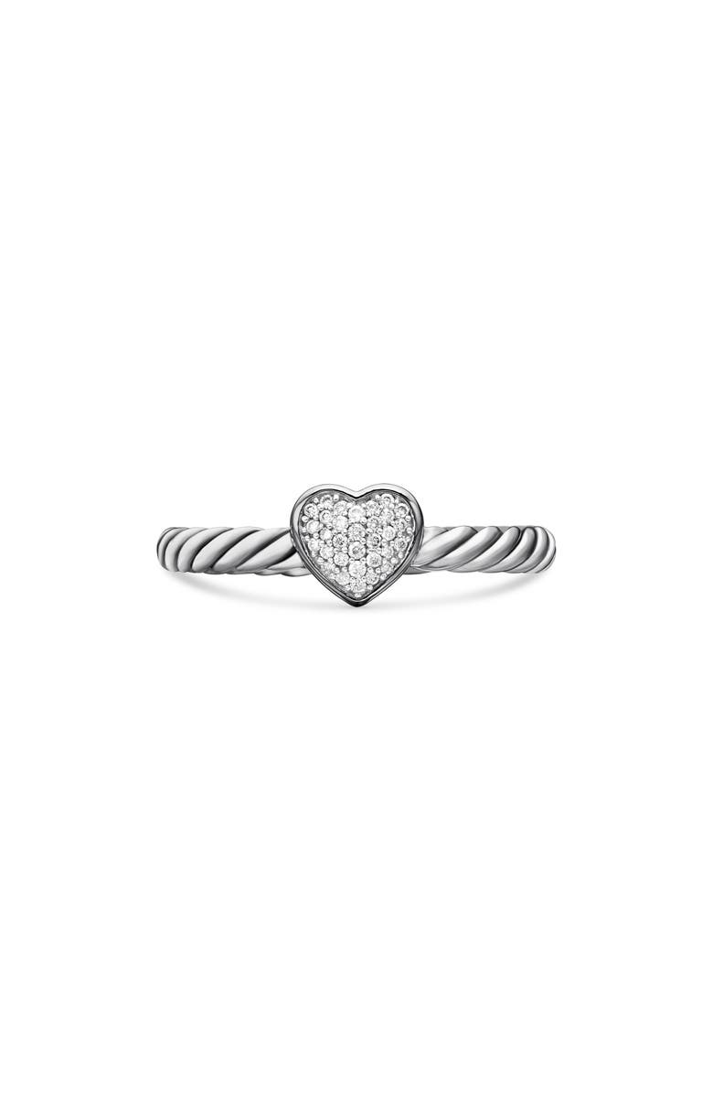 David Yurman Cable Collectibles Pavé Diamond Heart Ring, Main, color, Diamond