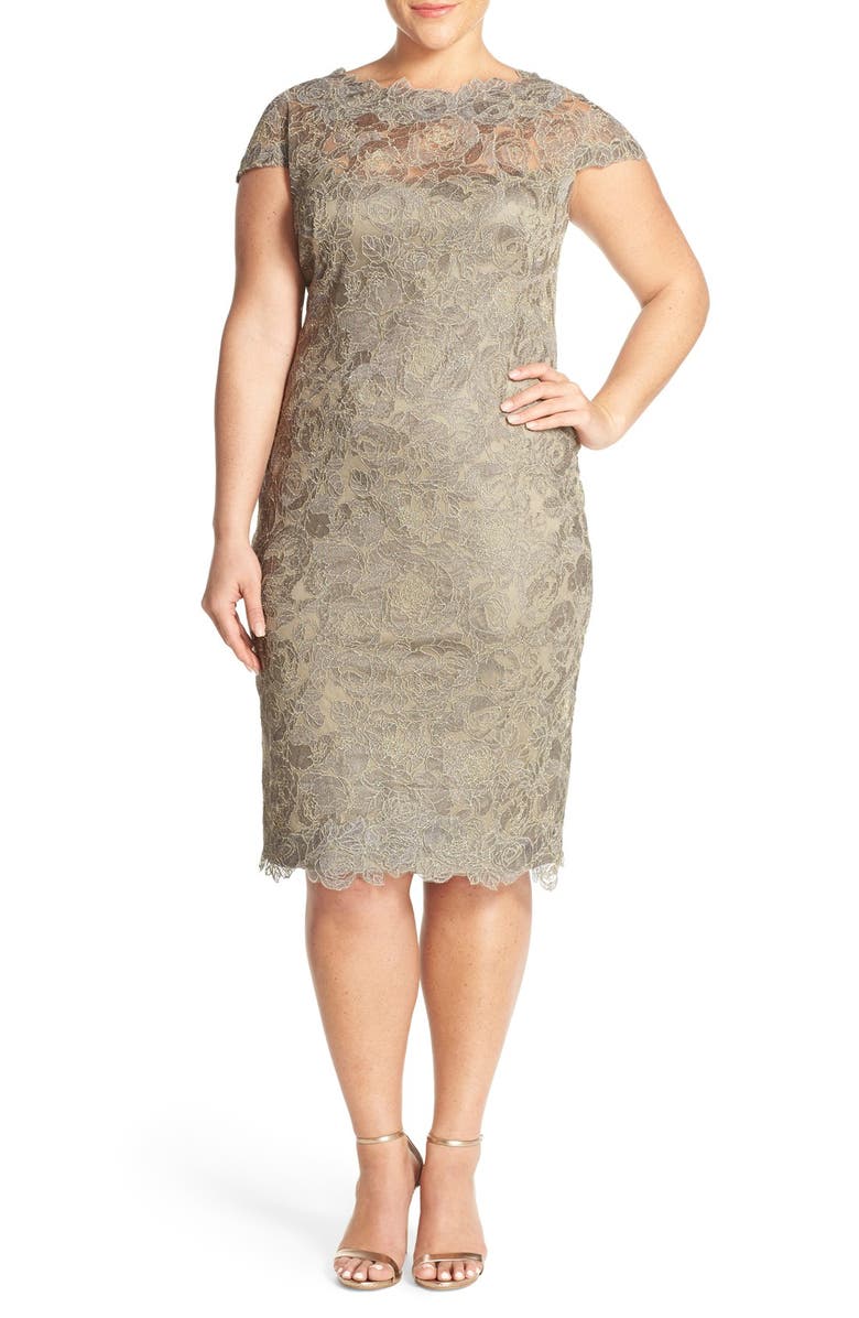 Tadashi Shoji Rose Embroidered Lace Sheath Dress, Alternate, color,