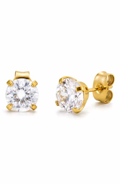 Round Cut Cubic Zirconia Stud Earrings