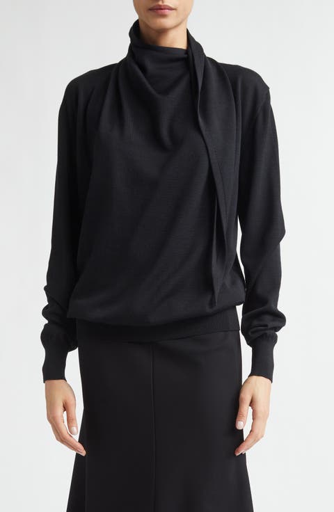 Scarf Tie Virgin Wool Sweater