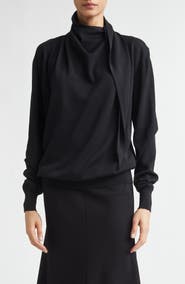 Jil Sander Scarf Tie Virgin Wool Sweater