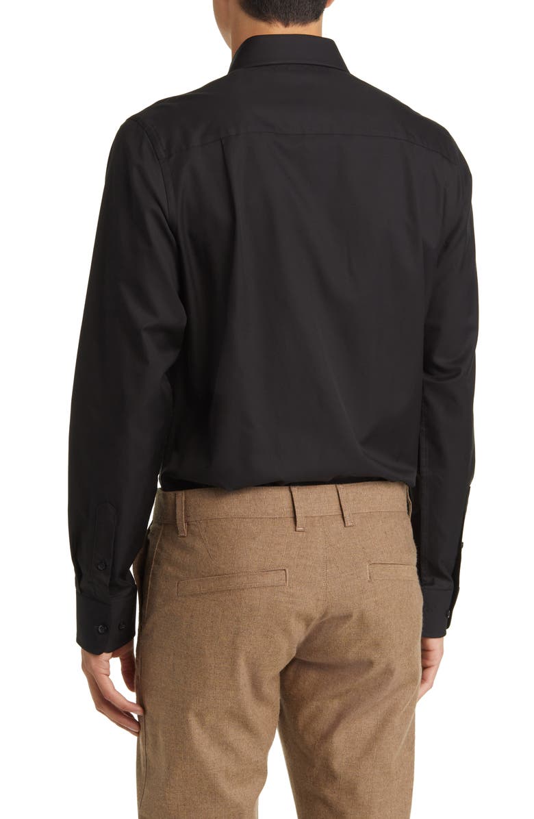 David Donahue Trim Fit Cotton Dress Shirt, Alternate, color, Black
