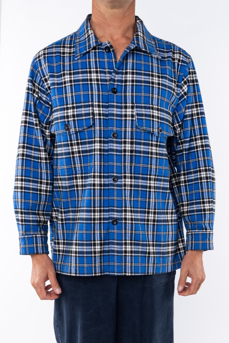 Gender Inclusive Bucky Heavy Flannel Over Shirt, Alternate, color, Blue / Black