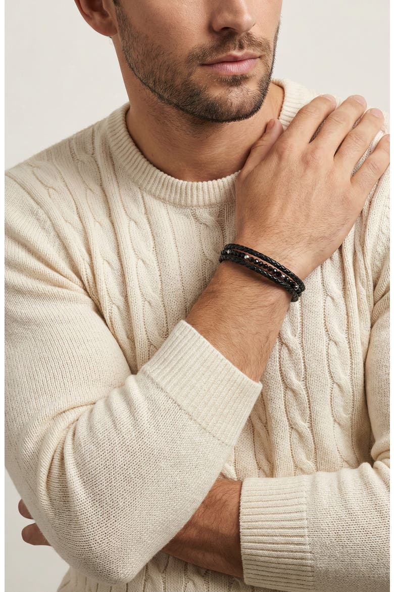 Alonso Layered Beaded Bracelet, Alternate, color, BLACK