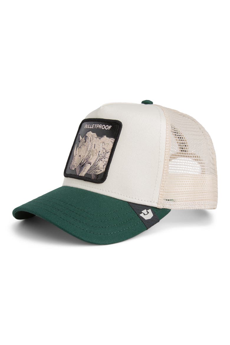 Bulletproof Rhino Patch Snapback Trucker Hat, Main, color, CHALK / GUARD