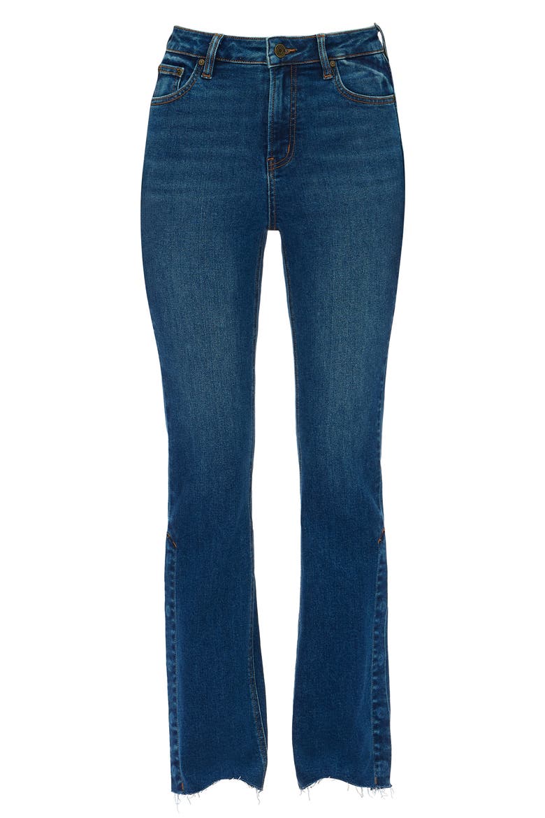 Lunna High Waist Fray Hem Bootcut Jeans, Alternate, color, DEEP SEA