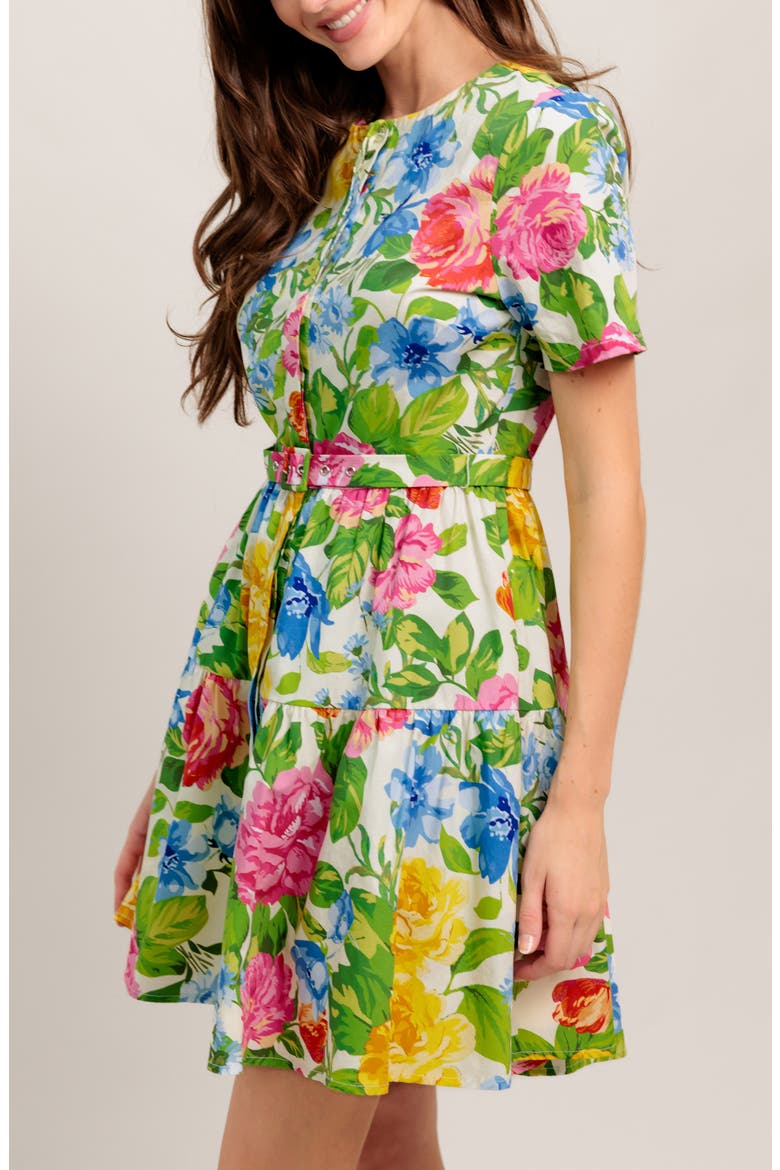 Short Sleeve Print Minidress, Alternate, color, GREEN MULTI FLORAL