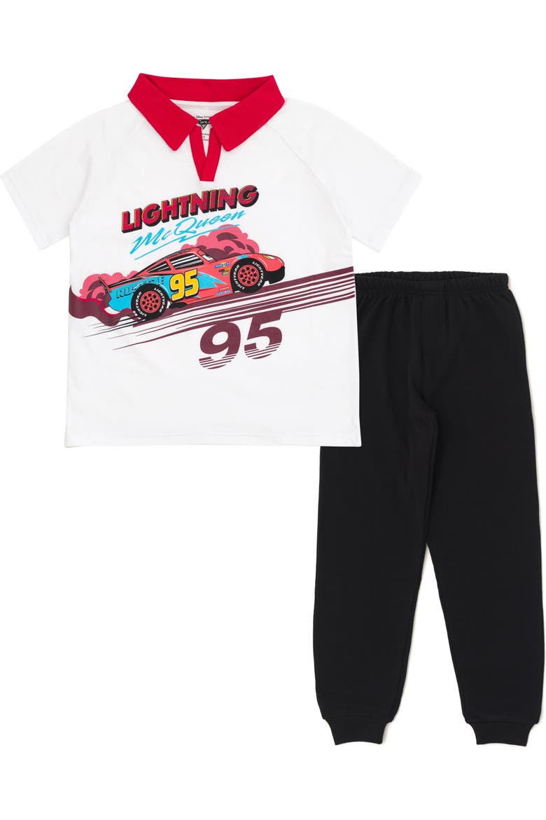 Cars Lightning McQueen 2-Piece Polo and Pants Set, Main, color, White Black McQueen