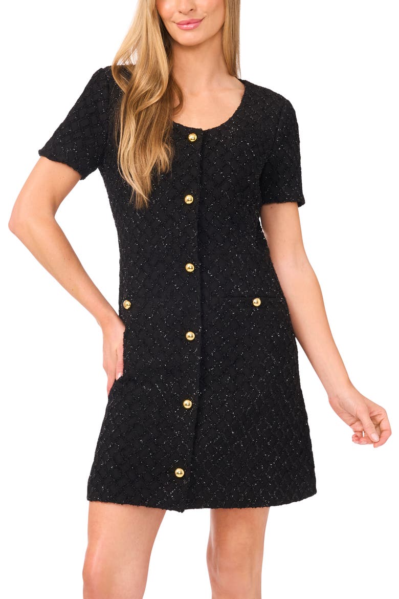 Sequin Plaid Minidress, Alternate, color, RICH BLACK