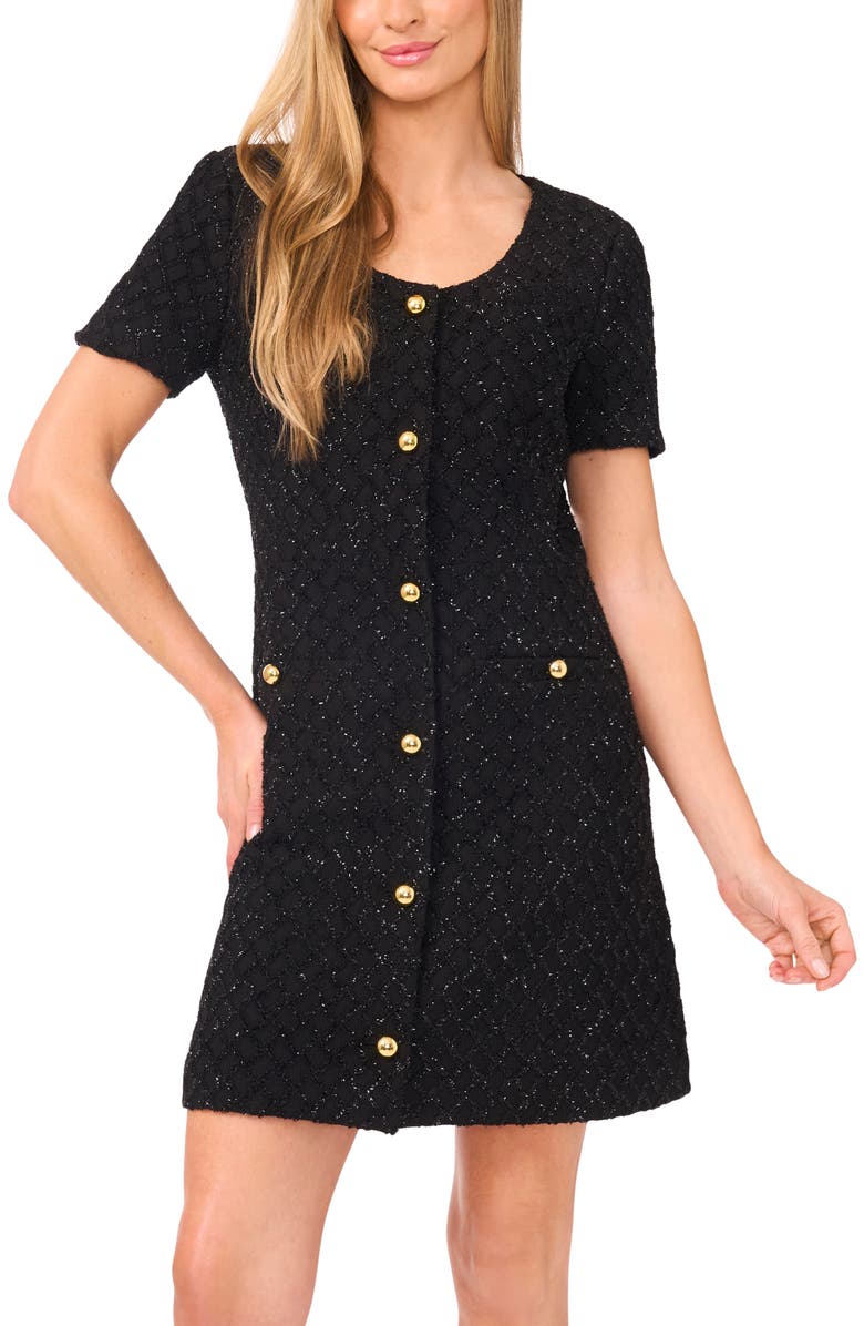 Ted Baker Sequin Plaid Minidress, Alternate, color, Rich Black
