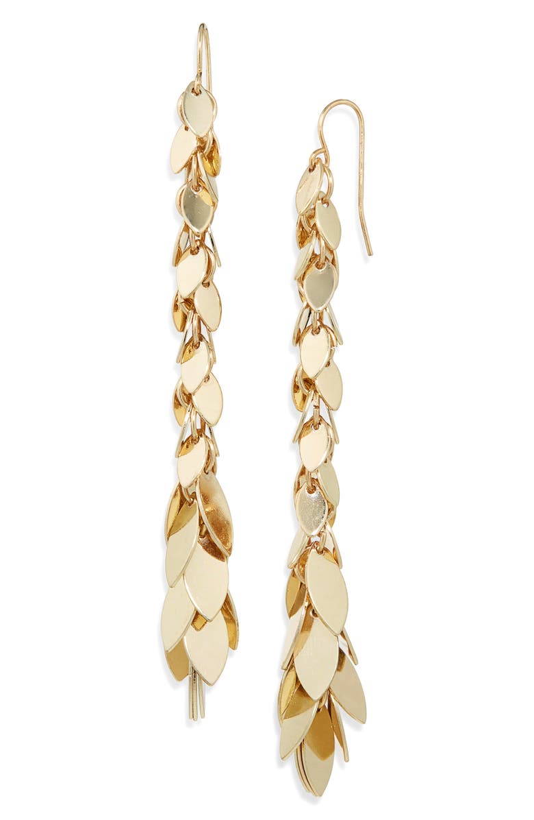 NORDSTROM RACK Leaf Waterfall Linear Earrings, Main, color, 