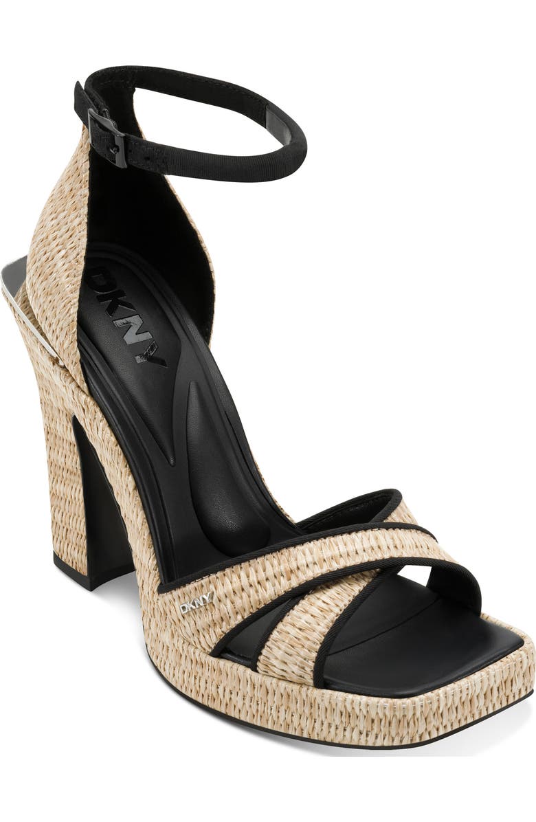 DKNY Linda Ankle Strap Platform Sandal, Main, color, Natural/ Black