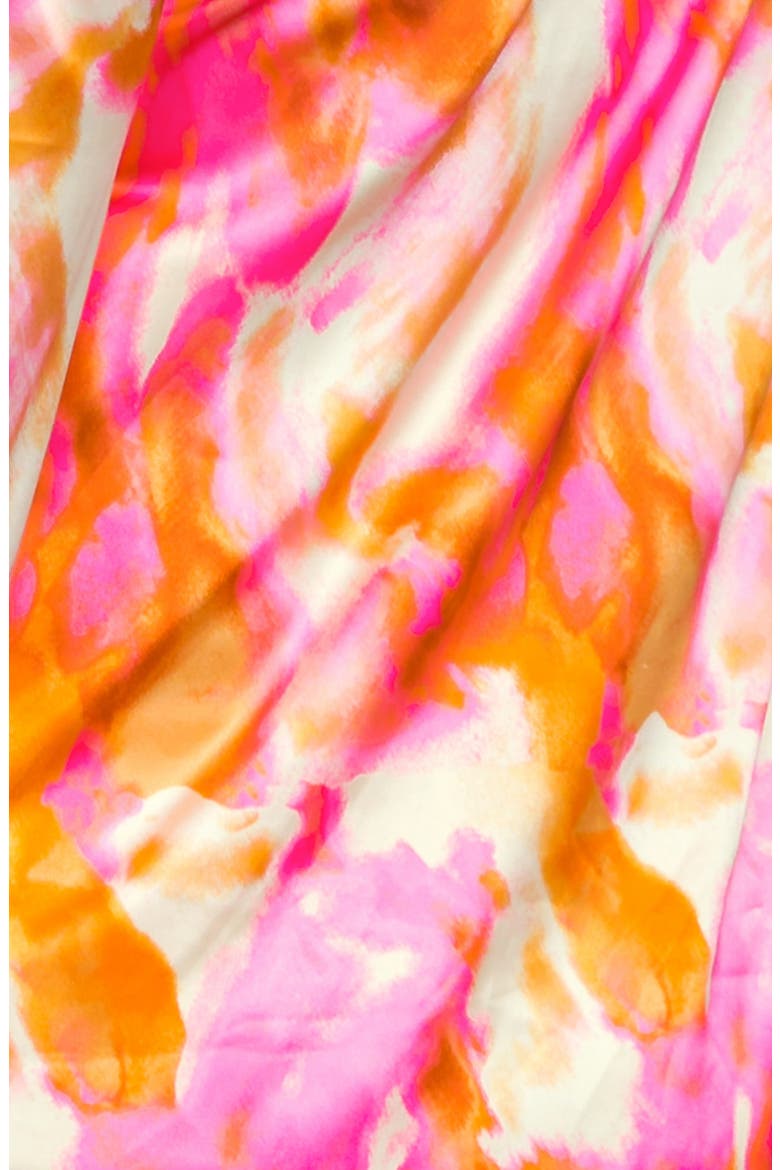 Ruffle Sleeve Satin Top, Alternate, color, PINK BROWN